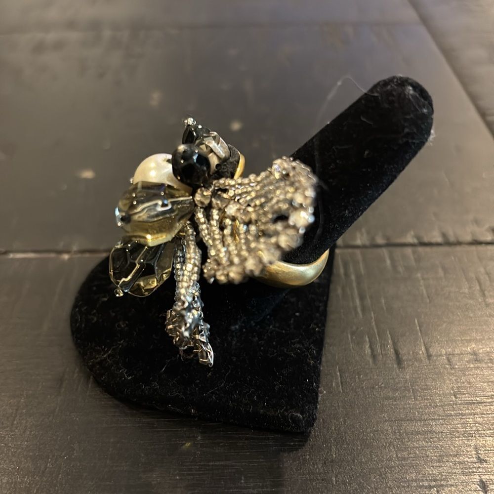 Cocktail Statement Elegant Black Silver Gold Tone… - image 7